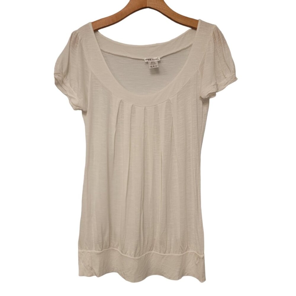 Wet Seal Blouse White Sleeveless Round Neck Womens Small Lightweight EUC